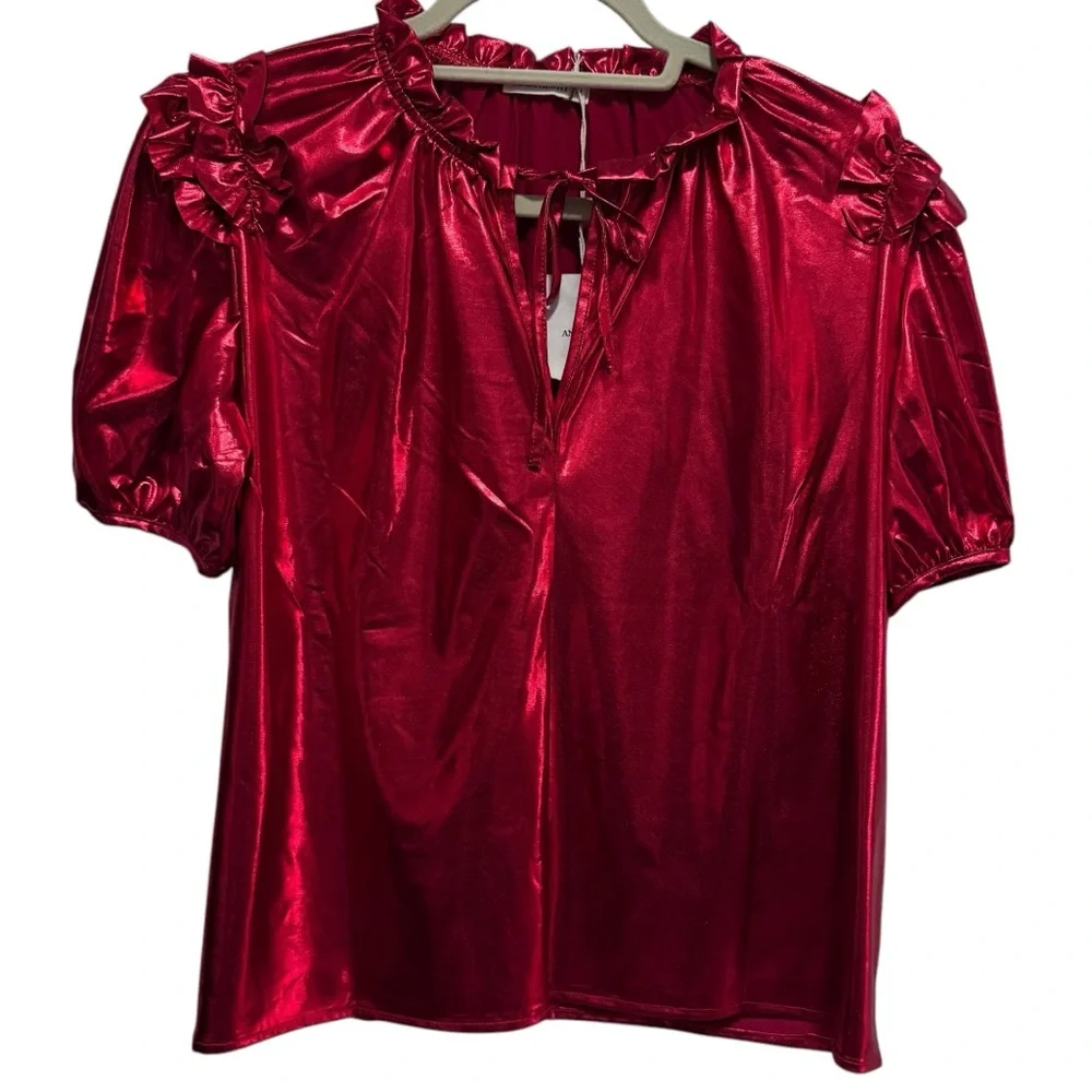 And the Why - beautiful red blouse - size M -  NWT - Picture 5 of 16